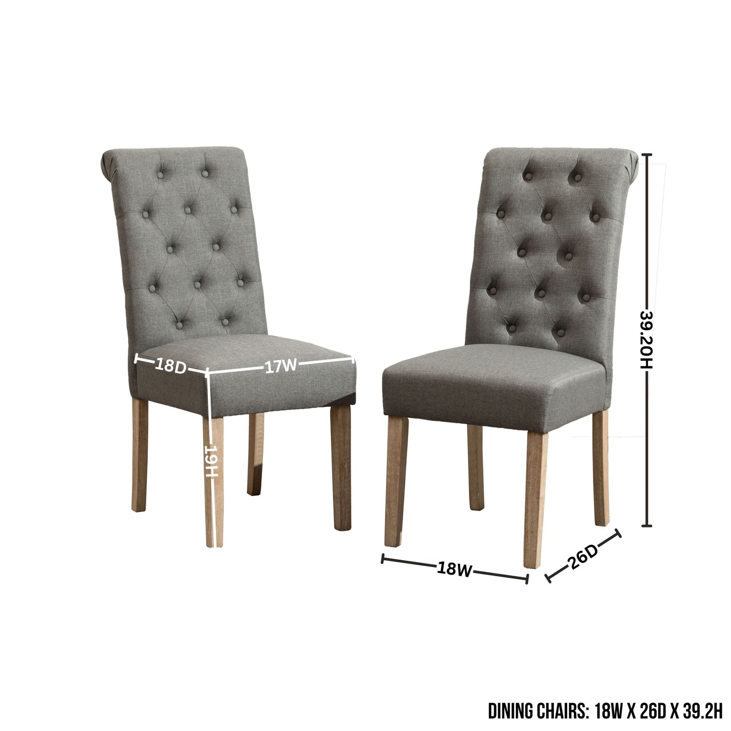 Round Dining Table With Tufted Chairs 5 Piece Set Gray