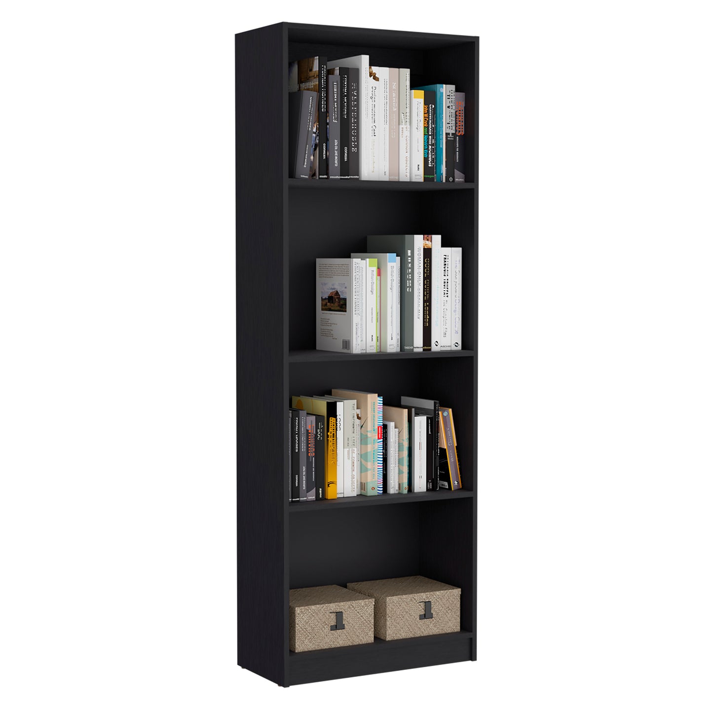 Modern 2-Piece Black Bookcase Set with 9 Shelves for Living Room and Office Storage