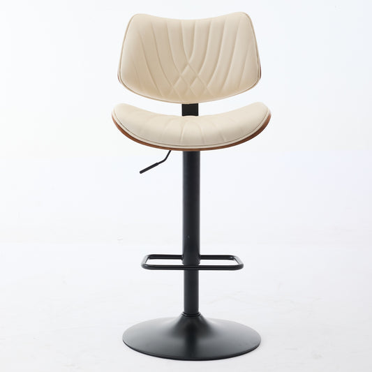 Walnut Bentwood Bar Stool Mid Century 360 Swivel Beige