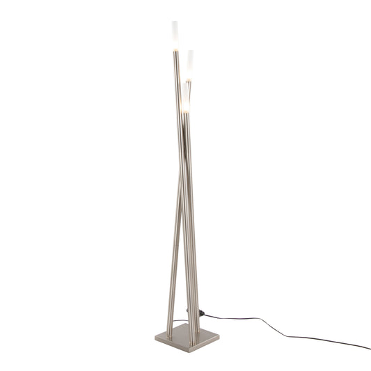 Contemporary Icicle Floor Lamp with Glass Sconces, 67-Inch Tall, G9 40W Bulbs Included, Brushed Nickel