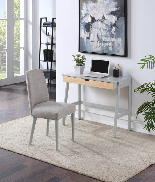 Modern Gray/Natural Solid Wood Desk with Spacious Drawer