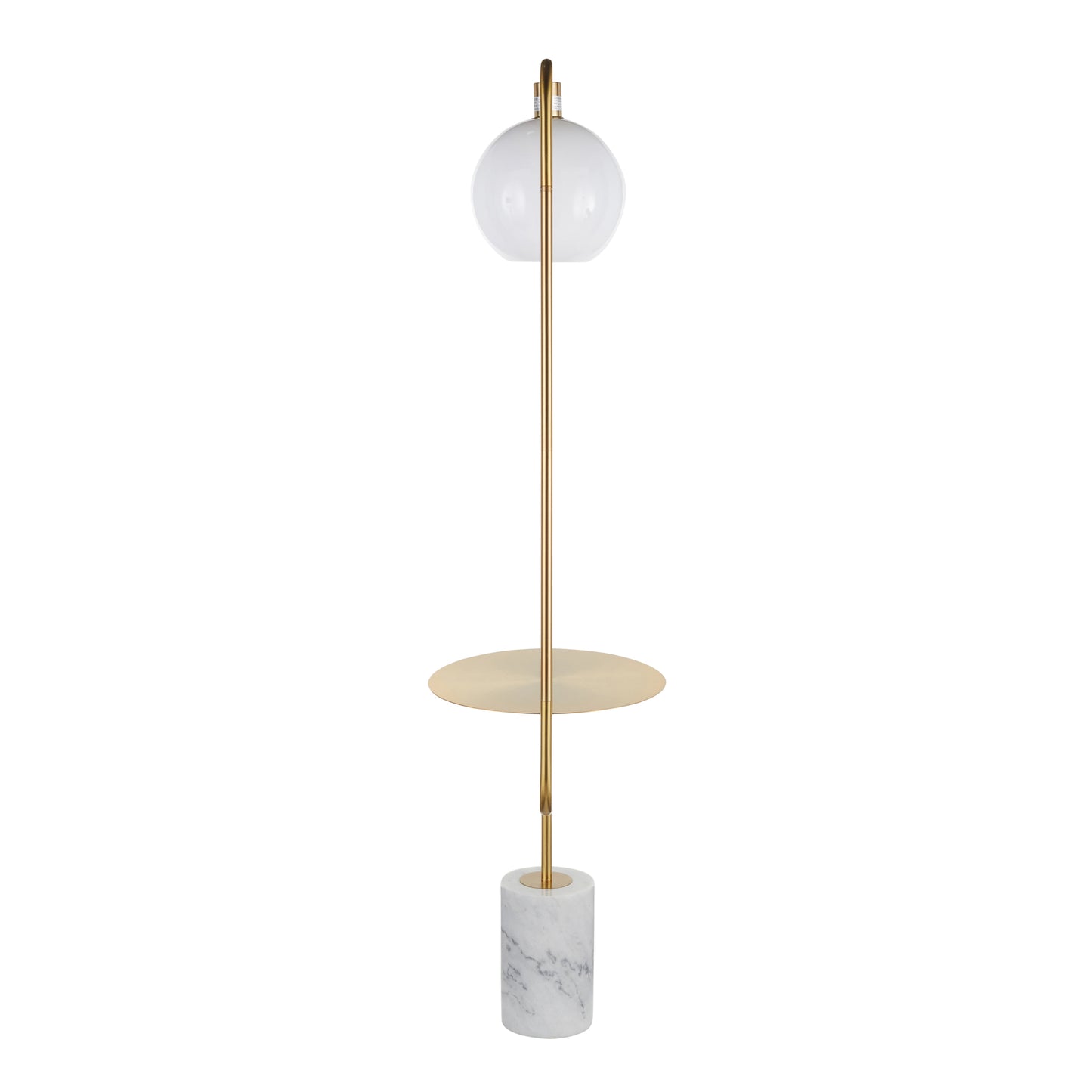 Contemporary Glam Floor Lamp with Integrated Side Table, Marble Base, LED Bulb Included Gold and White