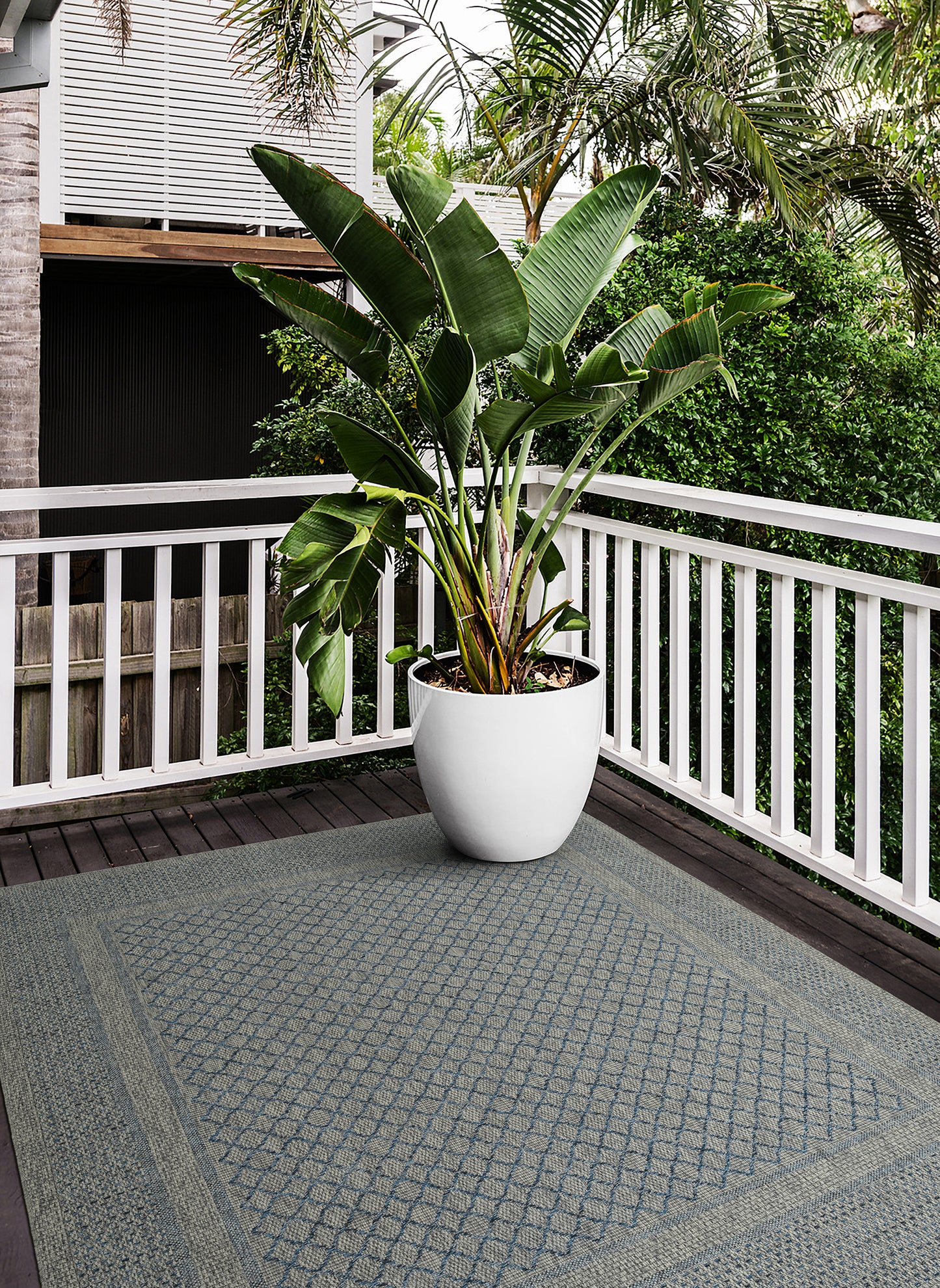 Rectangular Area Rug 5'3" x 7'6", High-Low Cut & Loop, Modern, Indoor/Outdoor, Polypropylene, Multi