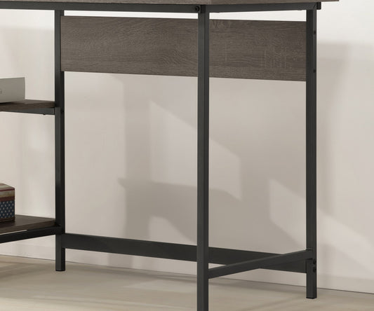 Rustic Gray Office Desk with Metal Accents