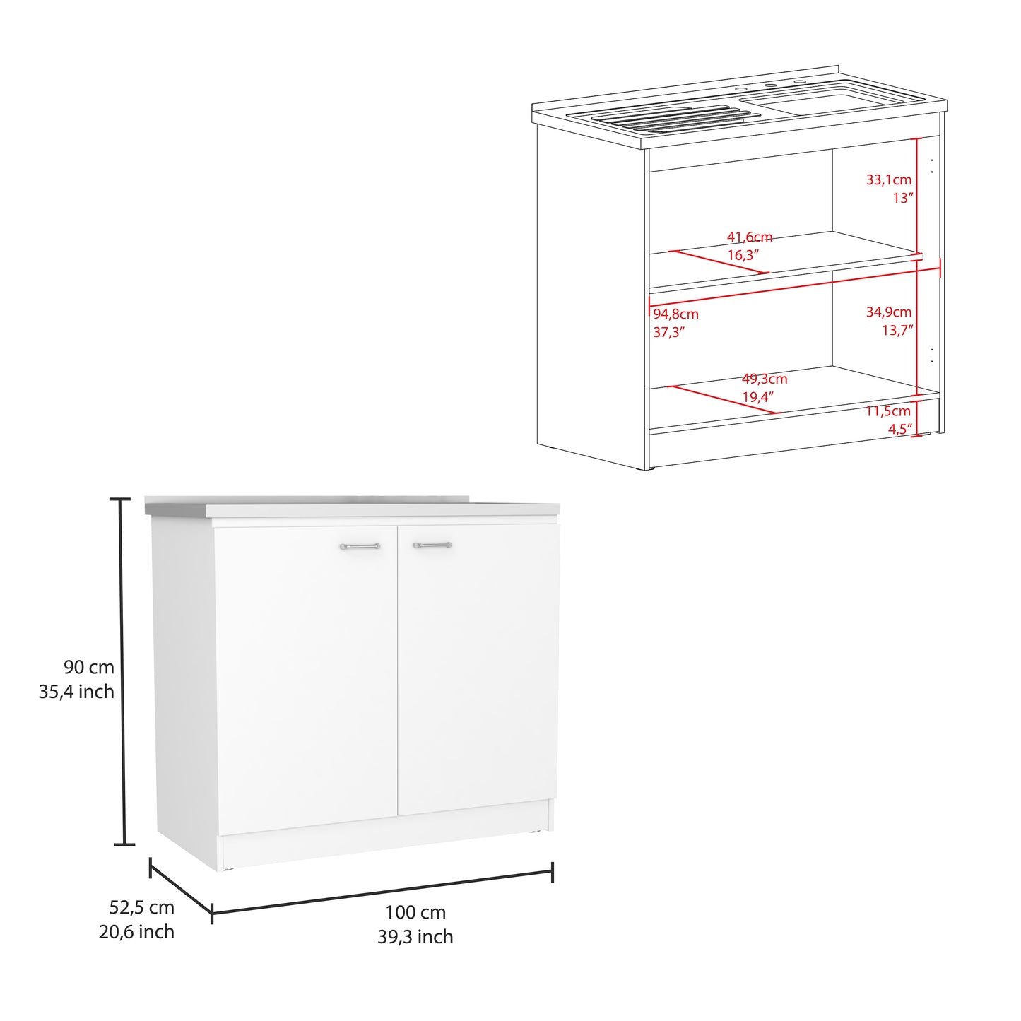 Versatile White Kitchen Utility Sink Cabinet with Storage