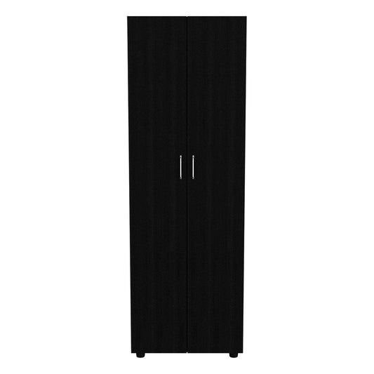 Armoire-organiser 70.8"H, Two Shelves, Rod, Double Door Cabinet Armoire, Black