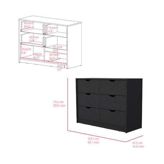 Black Wengue Finish Dresser Curio with Four Drawers and Display Space