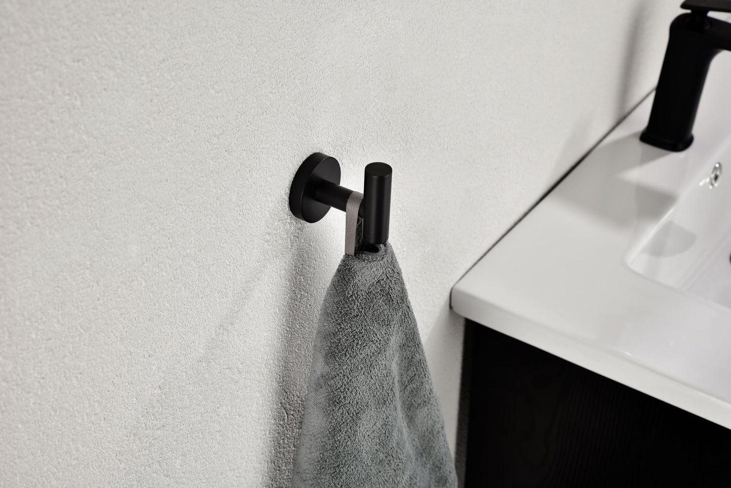 Bathroom Towel Hook Robe Hook Shower Kitchen Wall Hanging Hooks No Drill Wall Mount SUS 304 Stainless Steel Matt Black 6 Pack