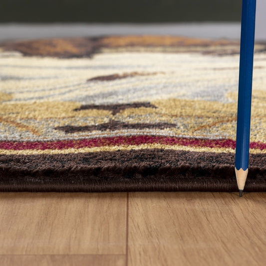 7 ft 10 in x 10 ft 3 in Lodge Area Rug - Polypropylene, Jute Backing, Stain-Resistant & Durable - Brown