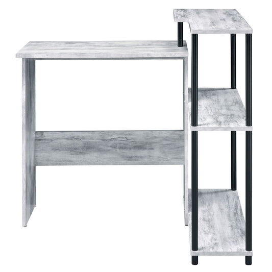 Antique Black and Grey Writing Desk with Integrated Bookshelf