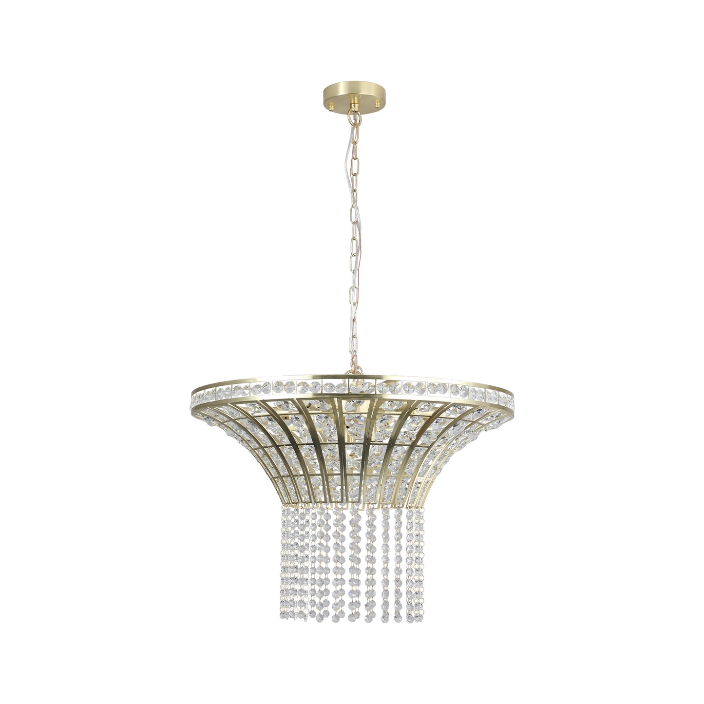 8-Light Crystal Waterfall Chandelier, 23.6 Modern Ceiling Light for Living Room, Dining, Sand Gold Finish