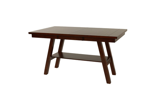 Dining Table Shelf Counter Height Rubber Wood Dark Walnut