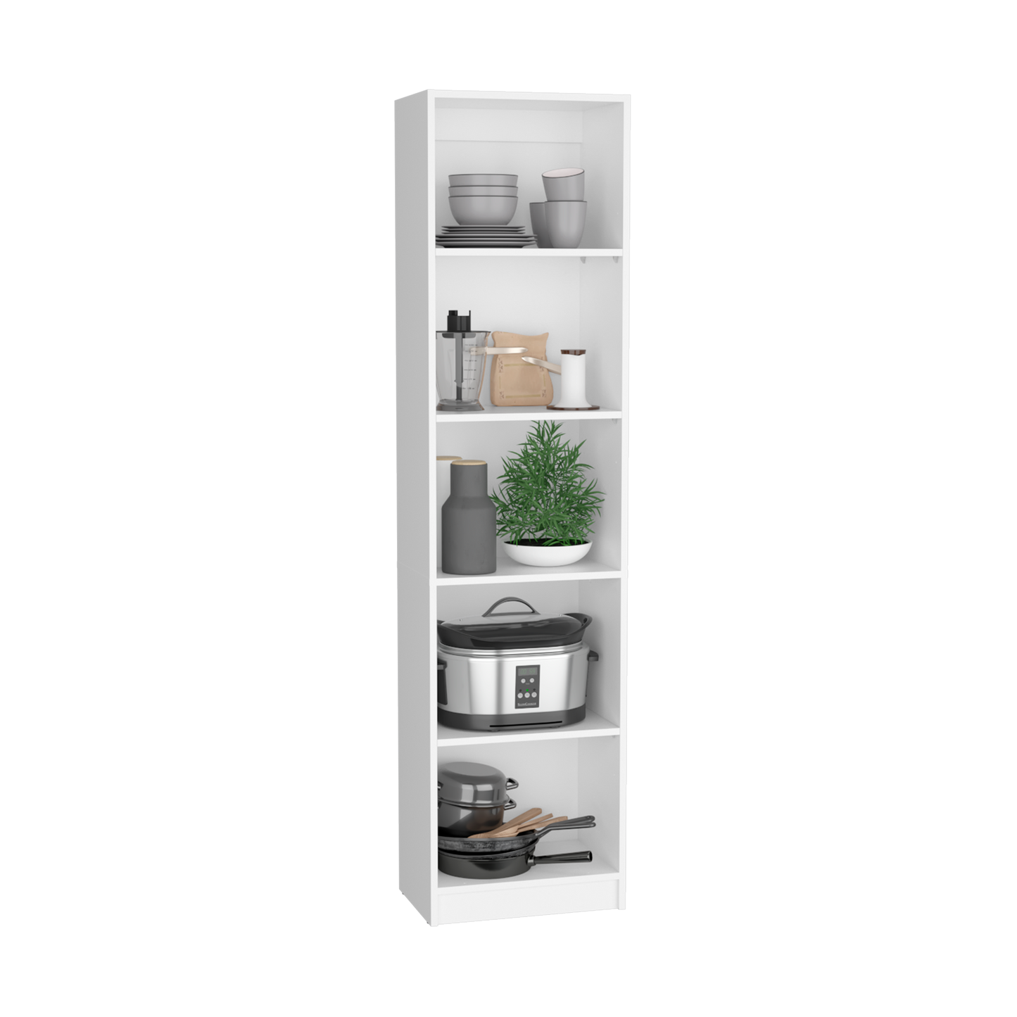 Modern 2-Piece White Bookcase Set with 9 Shelves and Storage Cabinet for Living Room