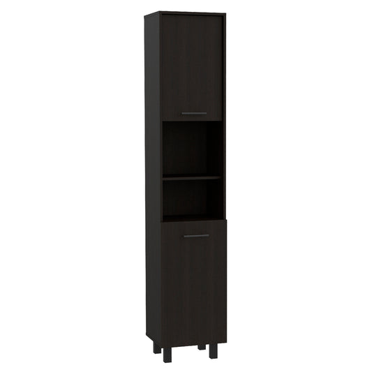 Sheffield Contemporary 2-Door Kitchen Pantry Cabinet with Adjustable Shelves and Chrome Hardware