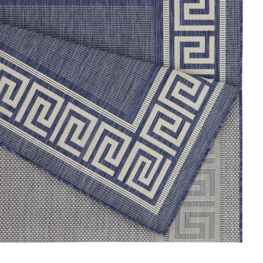 Indoor/Outdoor Rug 7'3 x 2'7, Polypropylene, Durable, Easy-Care, Pet Friendly, Patio/Living Room Blue