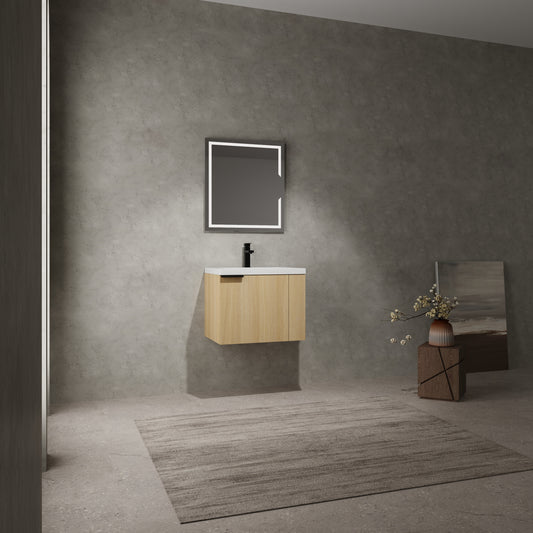 24" Modern Oak Bathroom Vanity Sink Set with Soft Close Doors - Spacious Storage & Easy Assembly