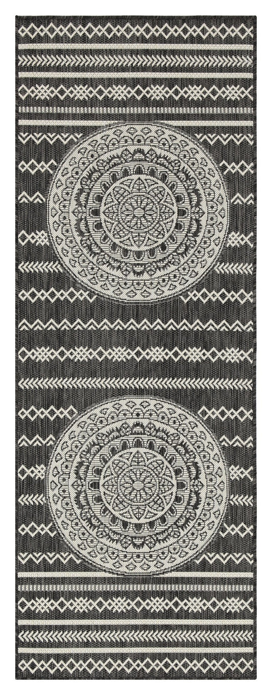 Indoor/Outdoor Area Rug, 5 ft 3 in x 7 ft 3 in, Polypropylene, Durable, Stain-Resistant Anthracite