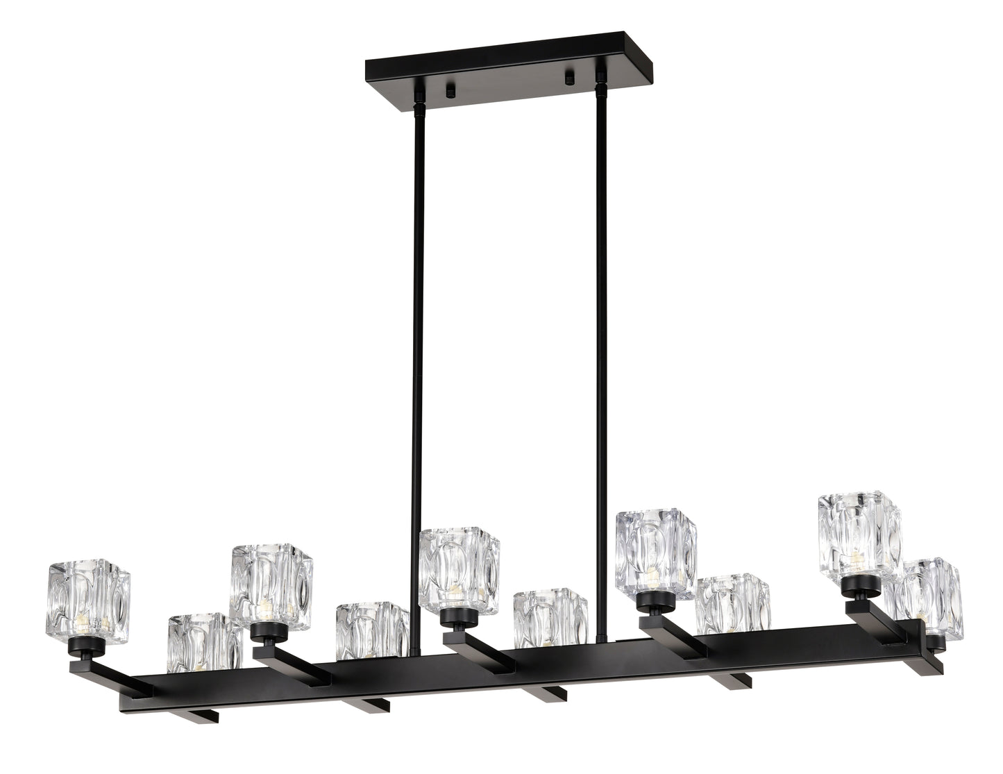 10-Light Pendant Chandelier for Dining Room & Kitchen Island, Farmhouse Metal, G9 Bulbs, Matte Black