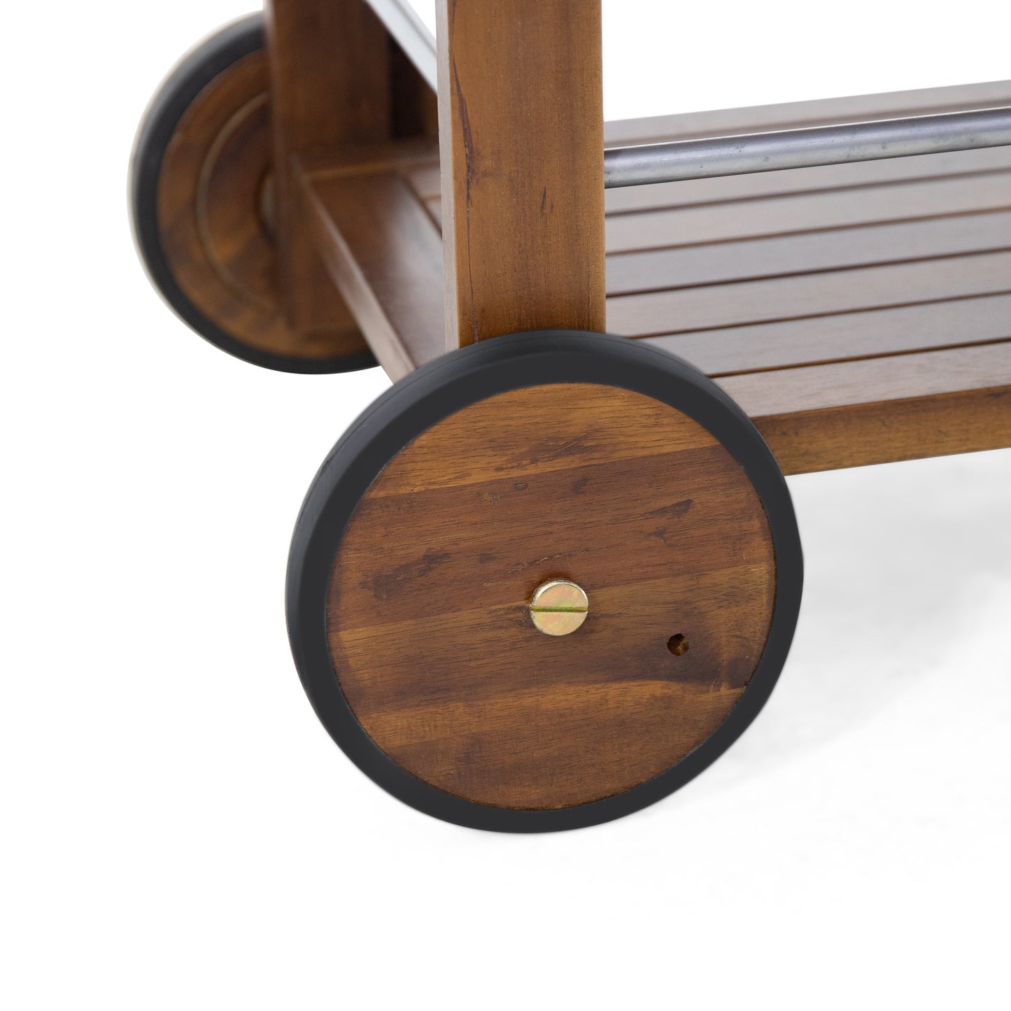 Tillary Drop Leaf Outdoor Bar Cart With Wine Rack Oak Finish