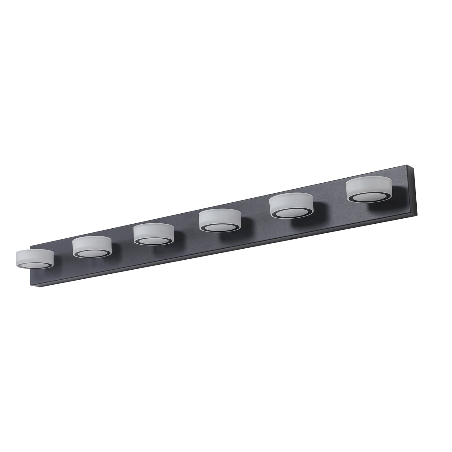 LED 6-Light Vanity Light for Bathroom Over-Mirror Wall Mount Modern Acrylic & Iron 44.9 in L Black
