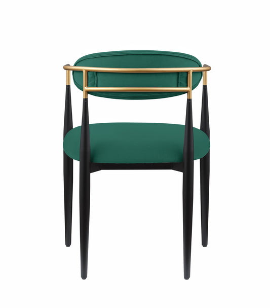 Set of 2 Fabric Upholstered Dining Chairs, Ultra-Modern, 23.75x21x30 in, Seat 19.5 in, Green