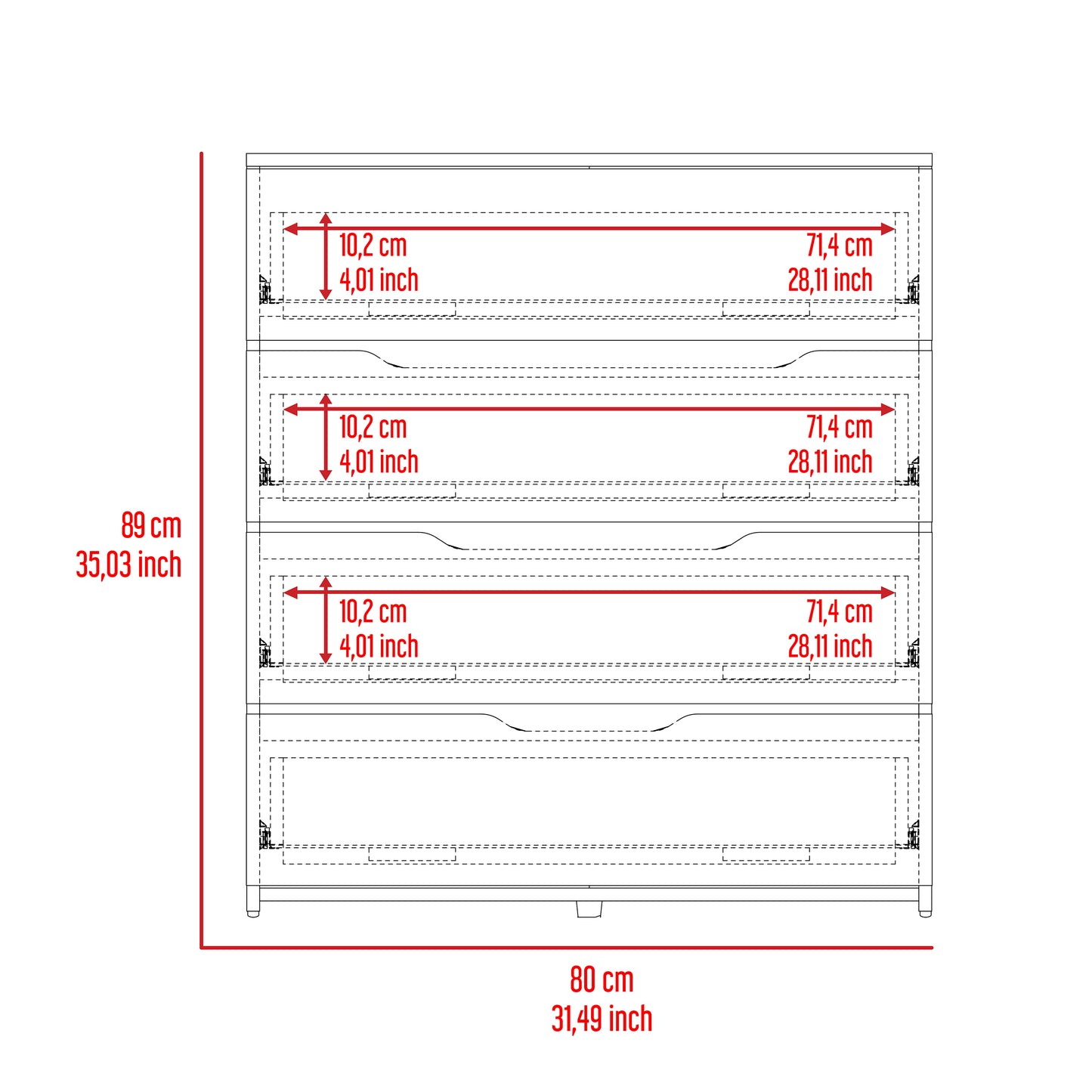 Elegant Black Wengue and Light Oak 4-Drawer Dresser
