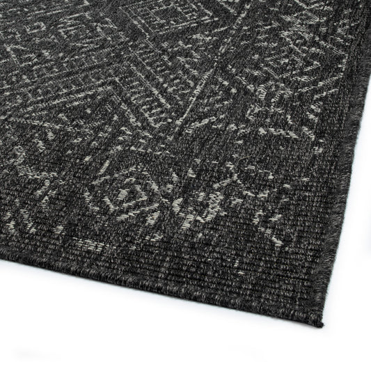 5'3" x 7'6" Rectangle Area Rug - Modern Geometric, Textured High-Low Loop, Polypropylene Indoor Charcoal