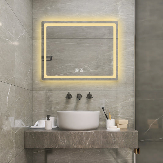 36-Inch LED Lighted Anti-Fog Bathroom Vanity Mirror in Crystal Finish with Smart Controls and Easy Installation