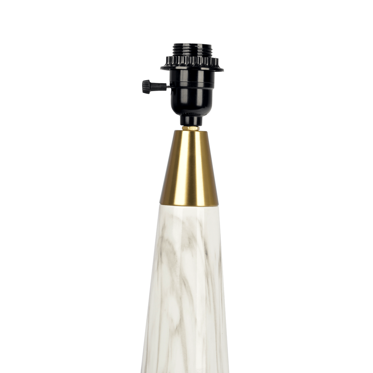 Table Lamp with On/Off Switch, Faux Marble Base, Fabric Shade, 14x14x25 in, Ambient Lighting, White