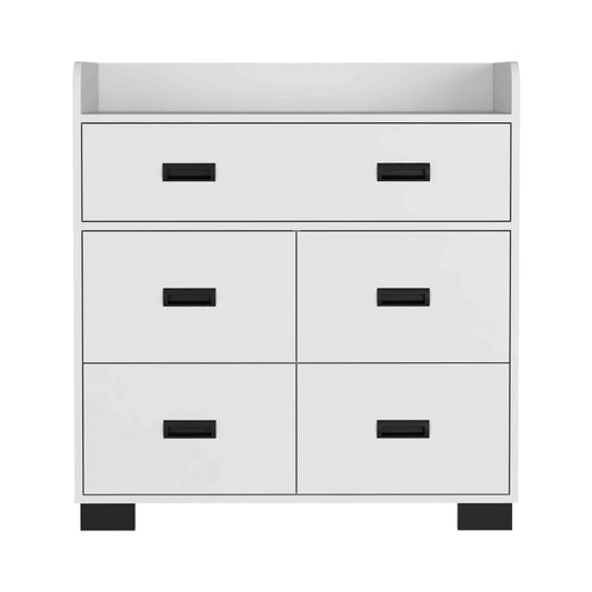 Modern White Alyn Dresser with Four Drawers and Superior Top