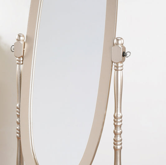 Antique-Inspired Gold-Finished Wood Cheval Mirror in Queen Anna Style