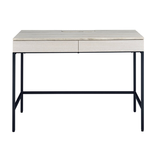 Rustic Modern Two-Drawer Writing Desk in Natural and Black Finish