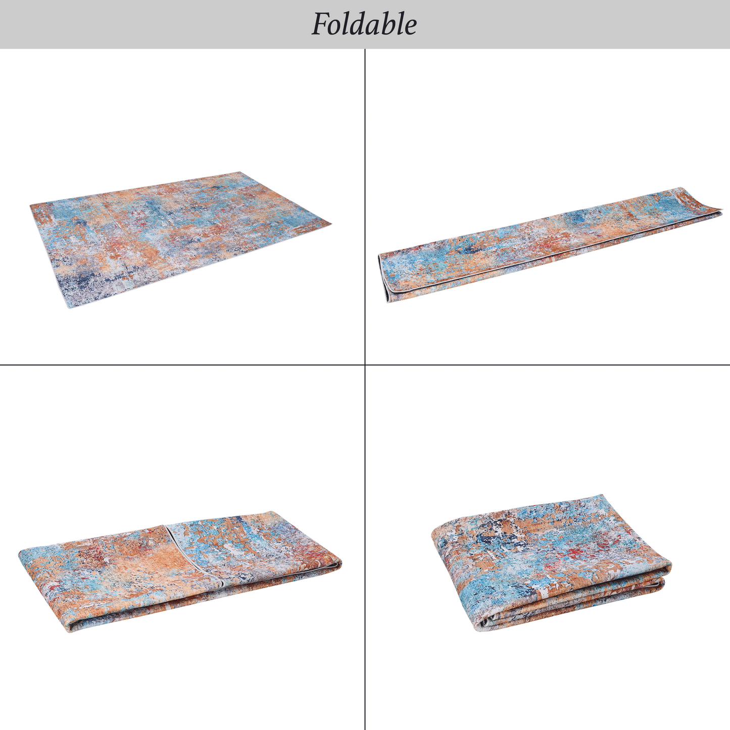 8x10 Area Rug, Washable, Low-Pile Chenille, Non-Slip Backing, Foldable, Kid & Pet Friendly, Multi