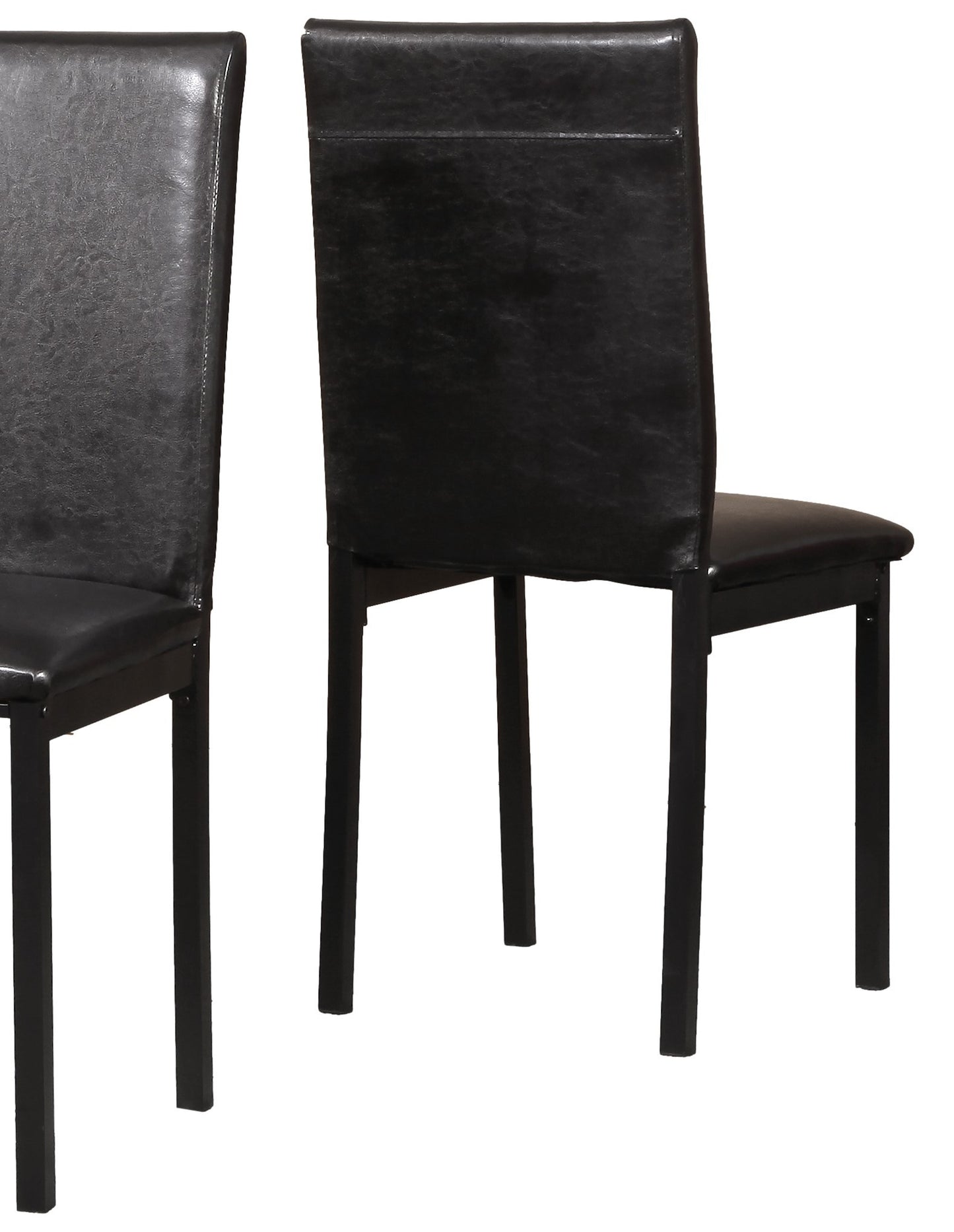Set of 4 Faux Leather Dining Chairs with Metal Frame, 21.5x17.5x36, 200 lb Capacity, Some Assembly, Black