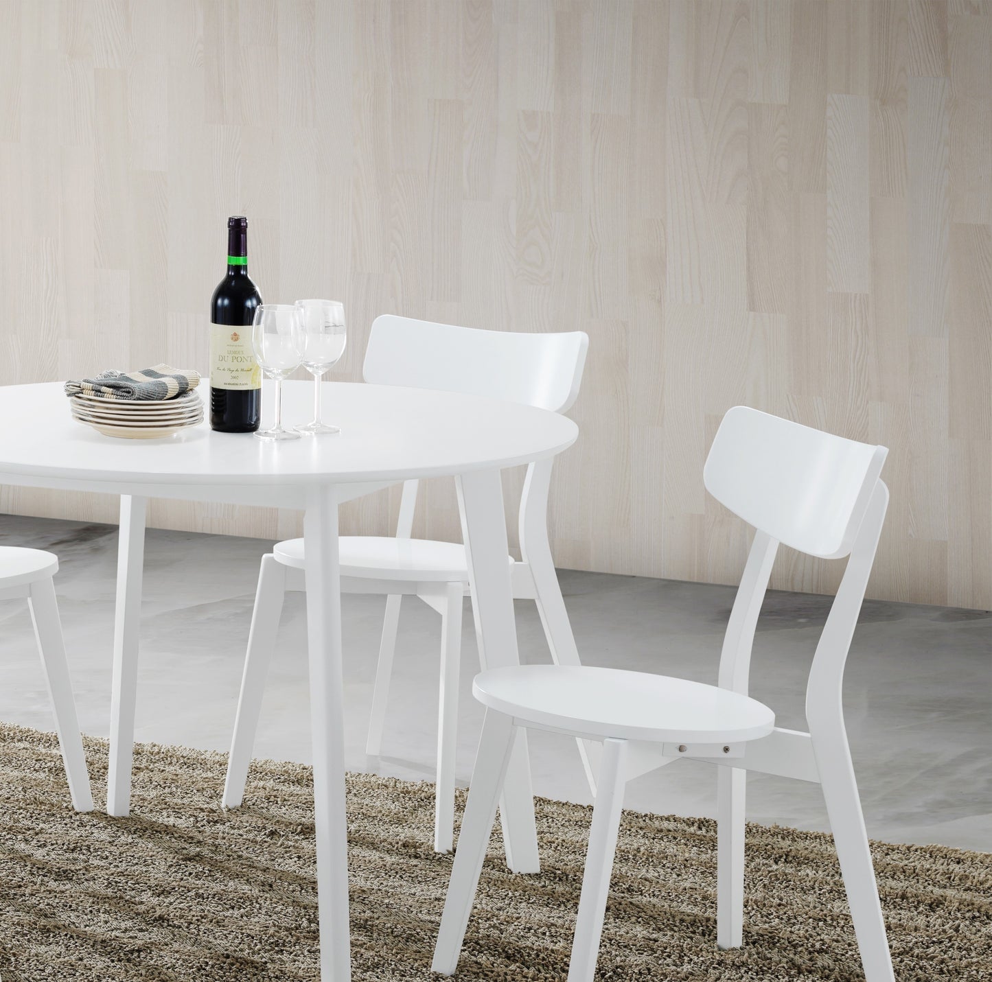 Contemporary Round Dining Table With Wood Finish White