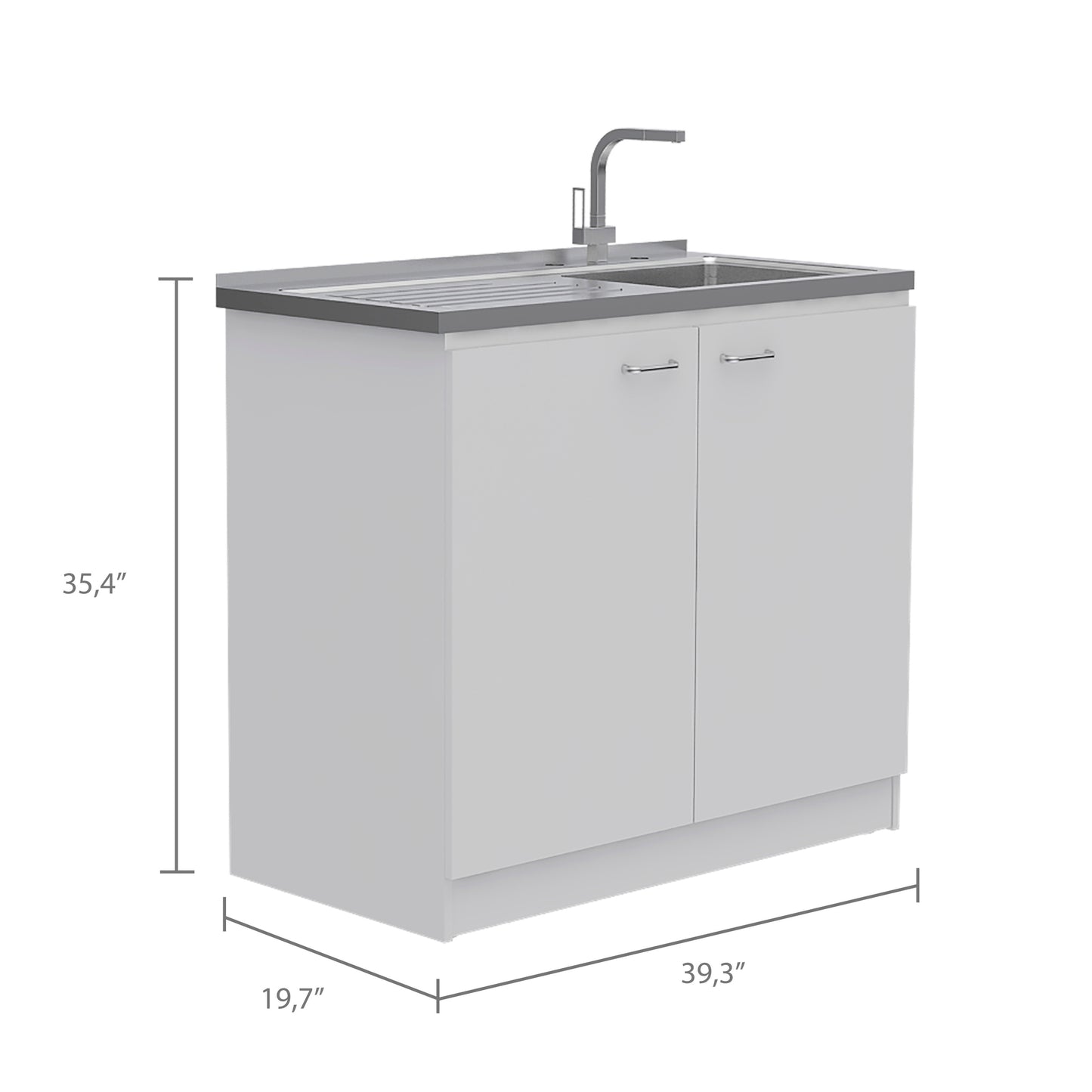 Oklahoma Modern Utility Sink Cabinet with Stainless Steel Top and Double Doors