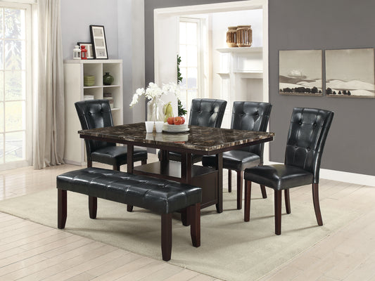 Set of 2 Parson Dining Chairs, Faux Leather, Tufted Back, Birch Wood & MDF, 19 x 24 x 39 in, Black