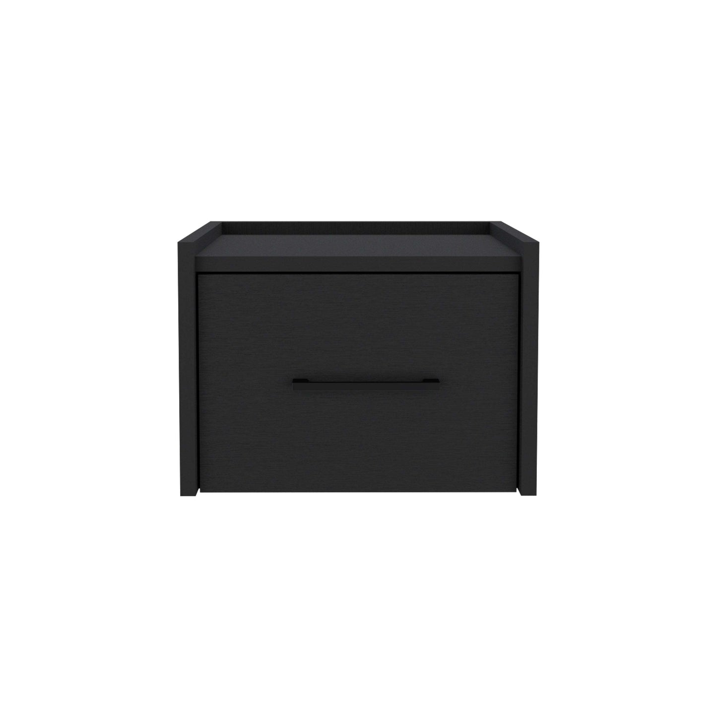 Boa Floating Nightstand , End Table, Side Table Wall-Mounted Single Drawer Design with Handle- Black - Bedroom