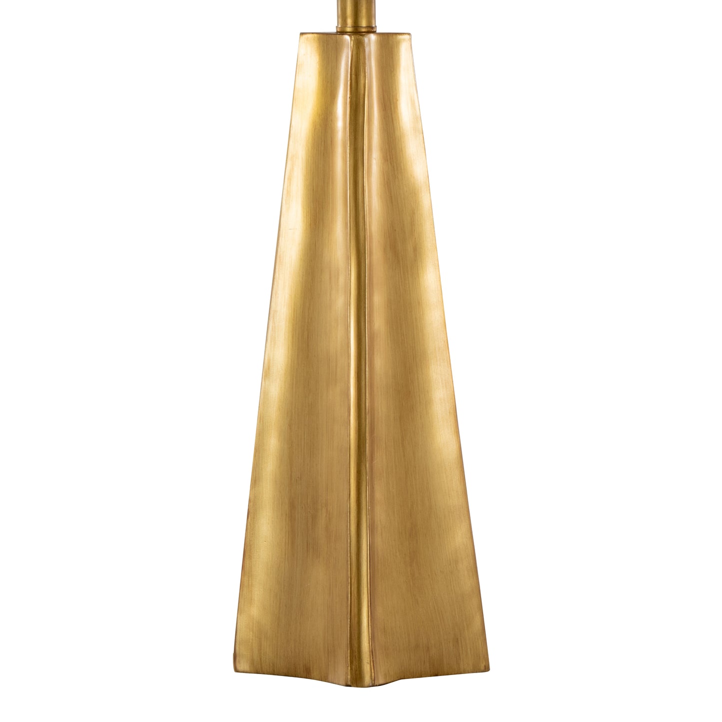 Contemporary 29-Inch Polyresin Table Lamp: Pyramid Base, White Linen Shade, Glam Art Deco Indoor Use Gold