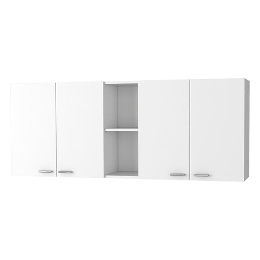 Winslow 59" Modern Wall Cabinet with Four Doors and Two Shelves for Kitchen Storage