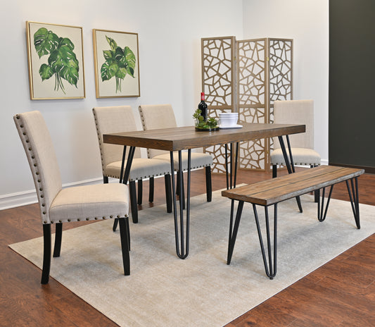 Hairpin Table Dining Set With Chairs And Bench Three Colors