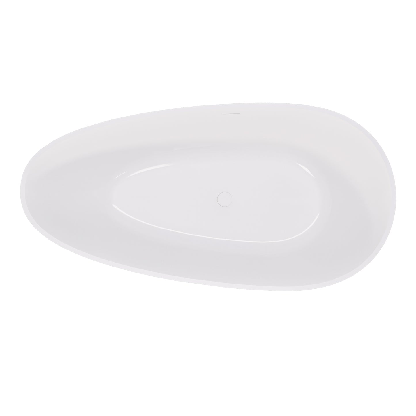 Luxury 59" Freestanding Soaking Bathtub in Glossy White - Handcrafted Solid Surface Design with Efficient Drain System