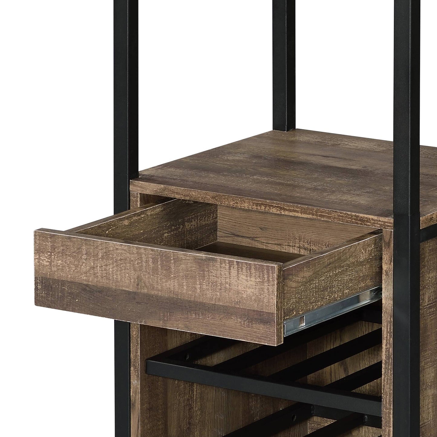 Contemporary Weathered Oak And Black Wine Storage Rack
