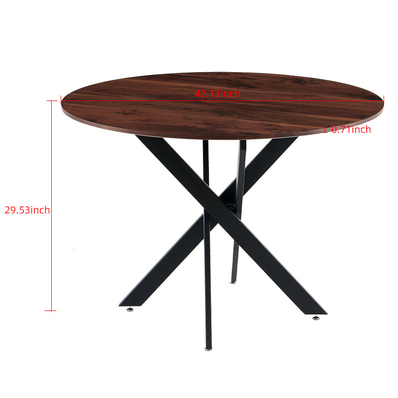 Round Table 42 Inch MDF Pedestal Seats 4 6 Black And Wood