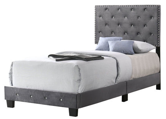 Stylish Gray Twin Bed with Under-Bed Storage Solutions