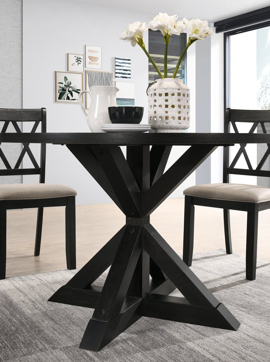 Wood Dining Table With Cross Buck Base Modern Style Black