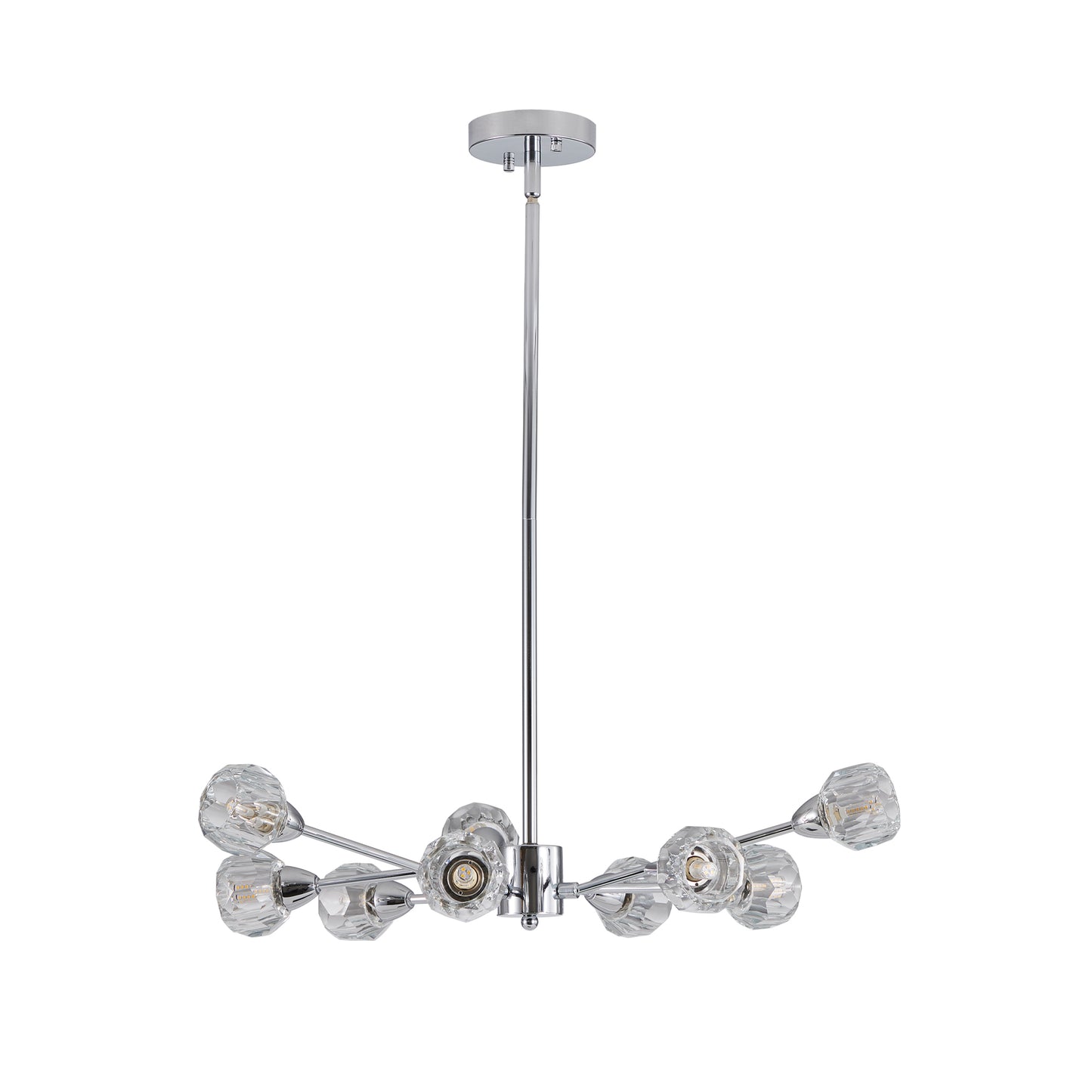 9-Light Crystal Globe Chandelier for Dining Room and Living Room, Hard-Wired, Bulbs Not Included, Chrome