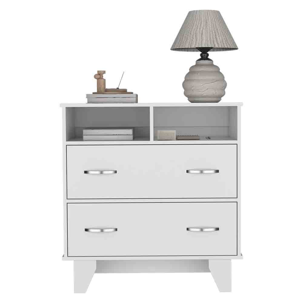 Double Drawer Nightstand Arabi, Bedroom, White