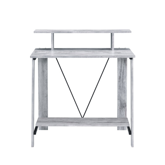 Antique Black and Grey Multi-Level Writing Desk with Stylish Metal Support