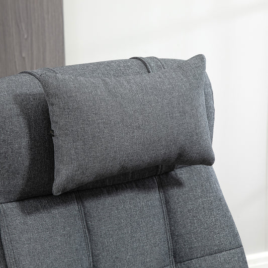 High Back Dark Grey Executive Office Chair with Adjustable Footrest, Headrest, and Padded Armrests - Swivel Task Chair with Linen-Feel Fabric